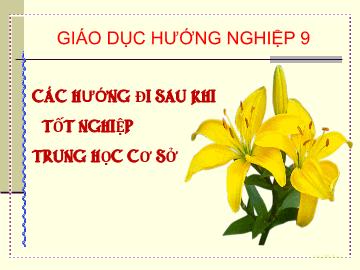 Bài giảng Hướng nghiệp lớp 9 - Chủ đề Các hướng đi sau tốt nghiệp Trung học cơ sở